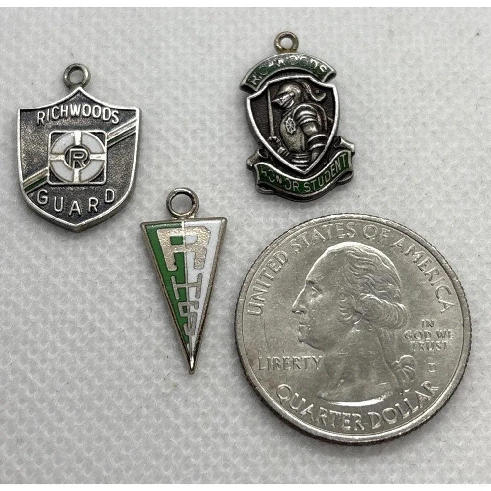 Vintage‎ Richwoods High SchooI Illinois Lot 3 Charm Pendant Sterling 925 Silver